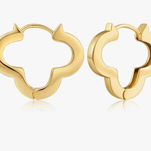 New!  Gold Clover Hoop Earrings